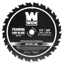 WEN BL0724 7.25-Inch 24-Tooth Carbide-Tipped Professional Framing Saw Blade For Miter Saws And Circular Saws(Bl0724 7 25 Inch 24 Tooth Carbide Tipped Professional Framing Saw Blade For Miter Saws And Circular Saws)