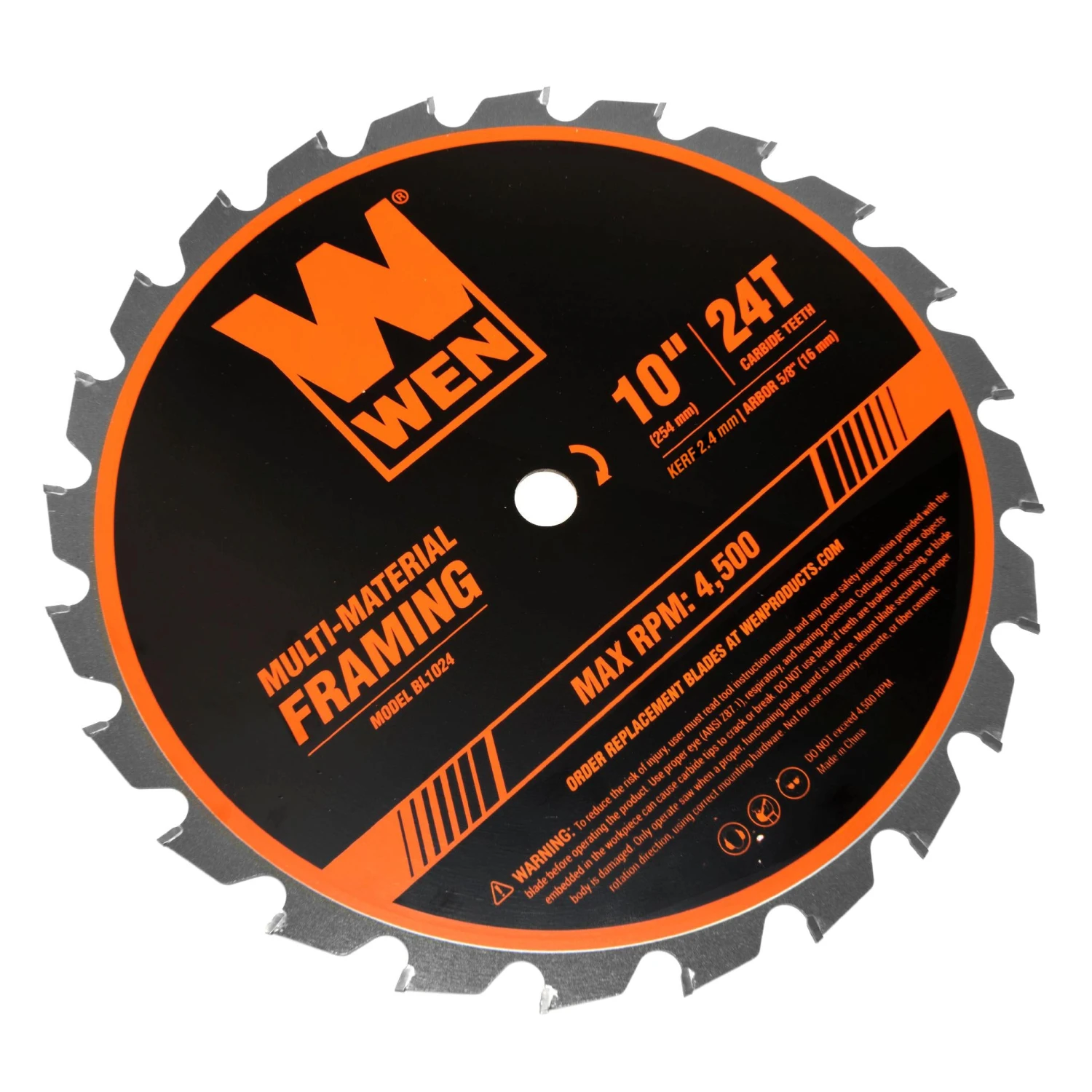 WEN BL1024 10-Inch 24-Tooth Carbide-Tipped Professional Multi-Material Framing Saw Blade(Wen Bl1024 10 Inch 24 Tooth Carbide Tipped Professional Multi Material Framing Saw Blade) 6 WEN BL1024 10-Inch 24-Tooth Carbide-Tipped Professional Multi-Material Framing Saw Blade(Wen Bl1024 10 Inch 24 Tooth Carbide Tipped Professional Multi Material Framing Saw Blade) - Image 4