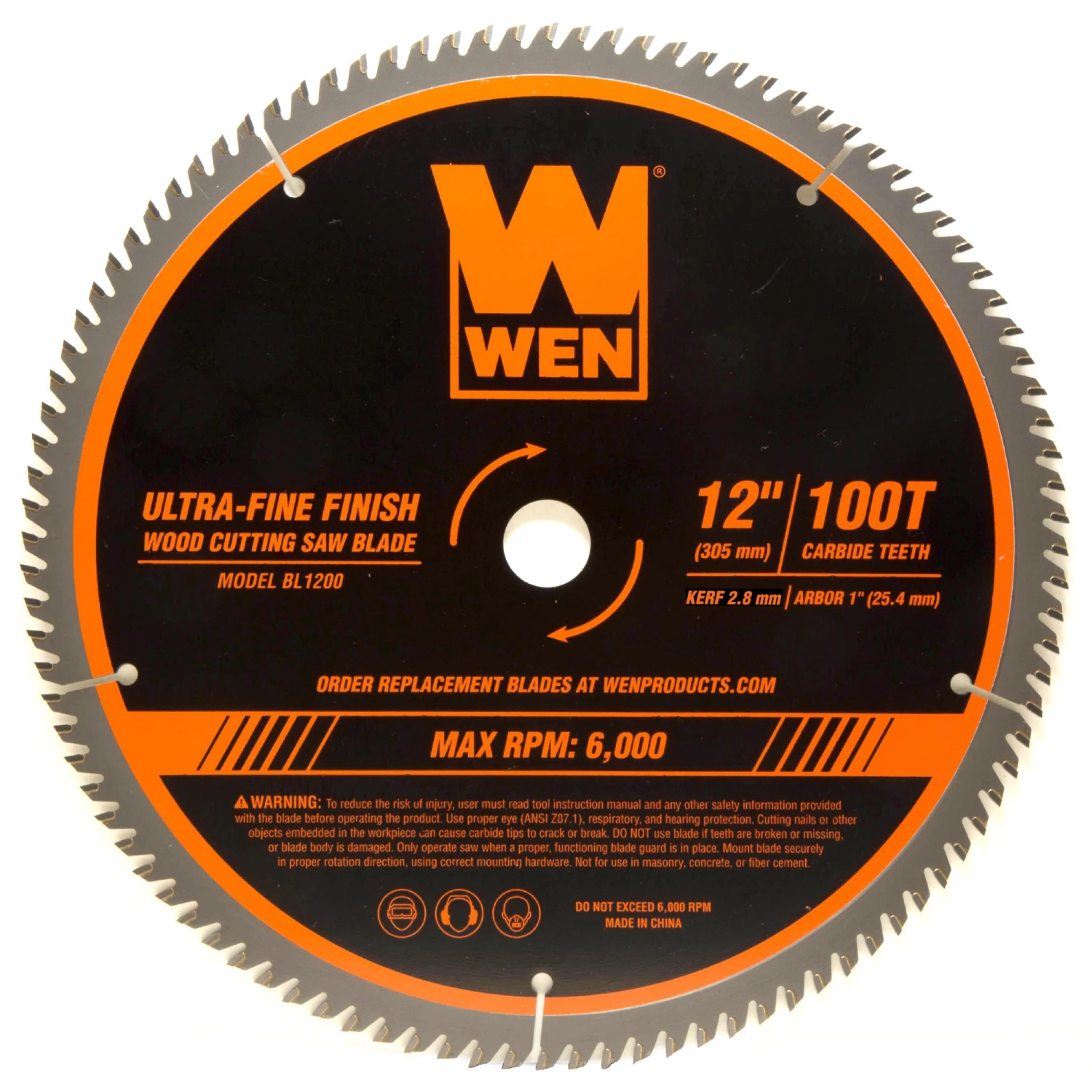 WEN BL1200 12-Inch 100-Tooth Carbide-Tipped Ultra-Fine Finish Professional Woodworking Saw Blade For Miter Saws And Table Saws(Wen Bl1200 12 Inch 100 Tooth Carbide Tipped Ultra Fine Finish Professional Woodworking Saw Blade For Miter Saws And Table Saws) 3 WEN BL1200 12-Inch 100-Tooth Carbide-Tipped Ultra-Fine Finish Professional Woodworking Saw Blade For Miter Saws And Table Saws(Wen Bl1200 12 Inch 100 Tooth Carbide Tipped Ultra Fine Finish Professional Woodworking Saw Blade For Miter Saws And Table Saws)
