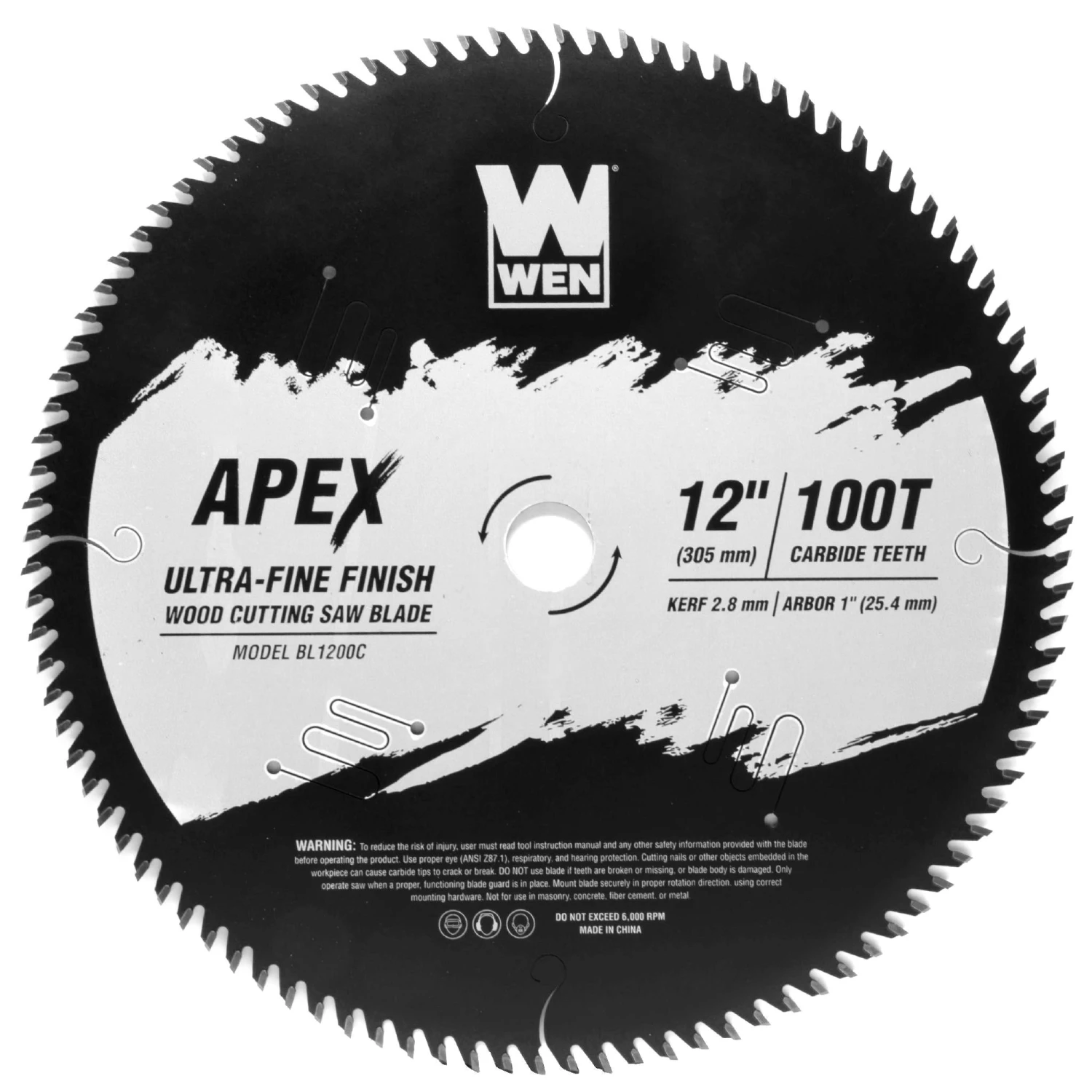 WEN BL1200C Apex 12-Inch 100-Tooth Carbide-Tipped Ultra-Fine-Finish Industrial-Grade Woodworking Saw Blade With Cool-Cut Coating(Wen Bl1200c Apex 12 Inch 100 Tooth Carbide Tipped Ultra Fine Finish Industrial Grade Woodworking Saw Blade With Cool Cut Coating) 3 WEN BL1200C Apex 12-Inch 100-Tooth Carbide-Tipped Ultra-Fine-Finish Industrial-Grade Woodworking Saw Blade With Cool-Cut Coating(Wen Bl1200c Apex 12 Inch 100 Tooth Carbide Tipped Ultra Fine Finish Industrial Grade Woodworking Saw Blade With Cool Cut Coating)