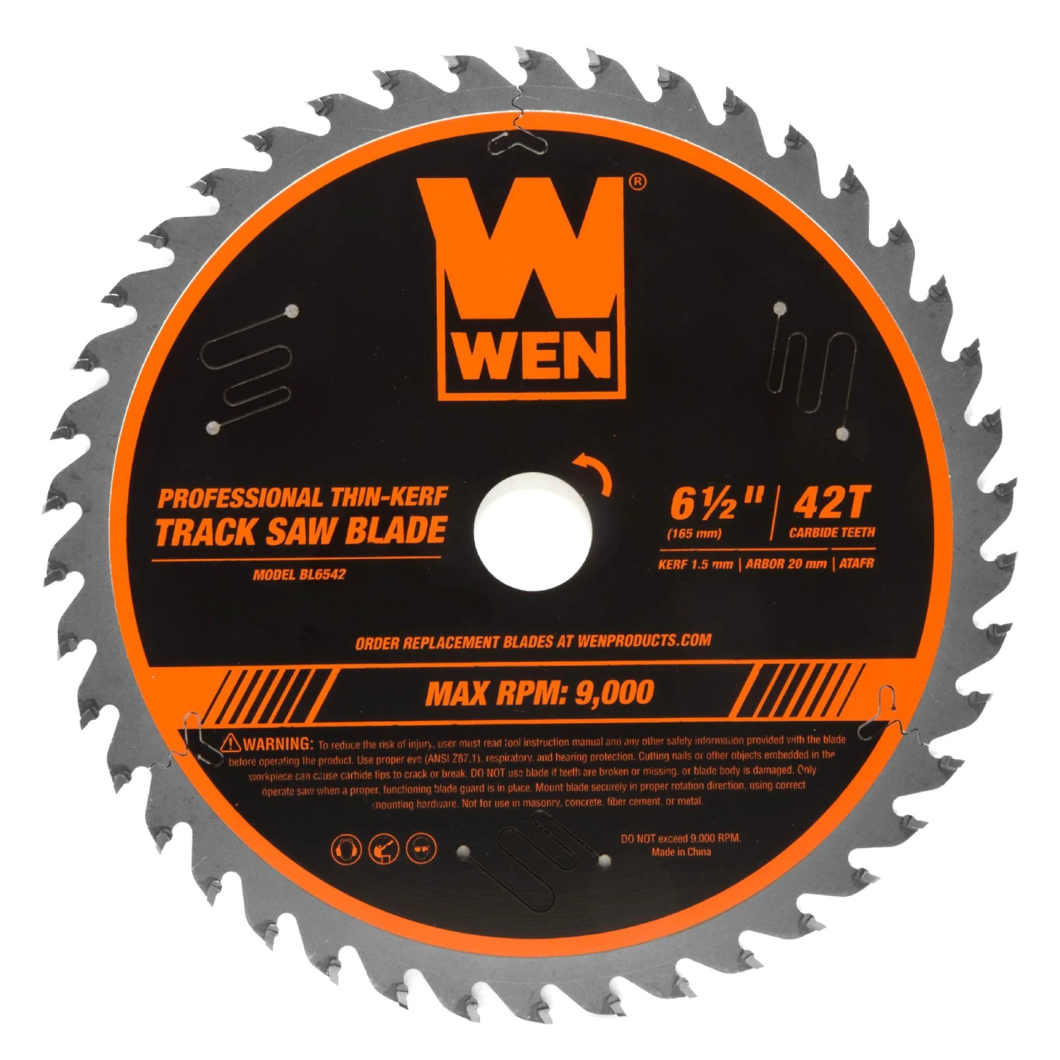 WEN BL6542 6.5-Inch 42-Tooth Carbide-Tipped Thin-Kerf Professional ATAFR Track Saw Blade(6 And A Halfinch 42 Tooth Carbide Tipped Thin Kerf Professional Atafr Track Saw Blade) 3 WEN BL6542 6.5-Inch 42-Tooth Carbide-Tipped Thin-Kerf Professional ATAFR Track Saw Blade(6 And A Halfinch 42 Tooth Carbide Tipped Thin Kerf Professional Atafr Track Saw Blade)
