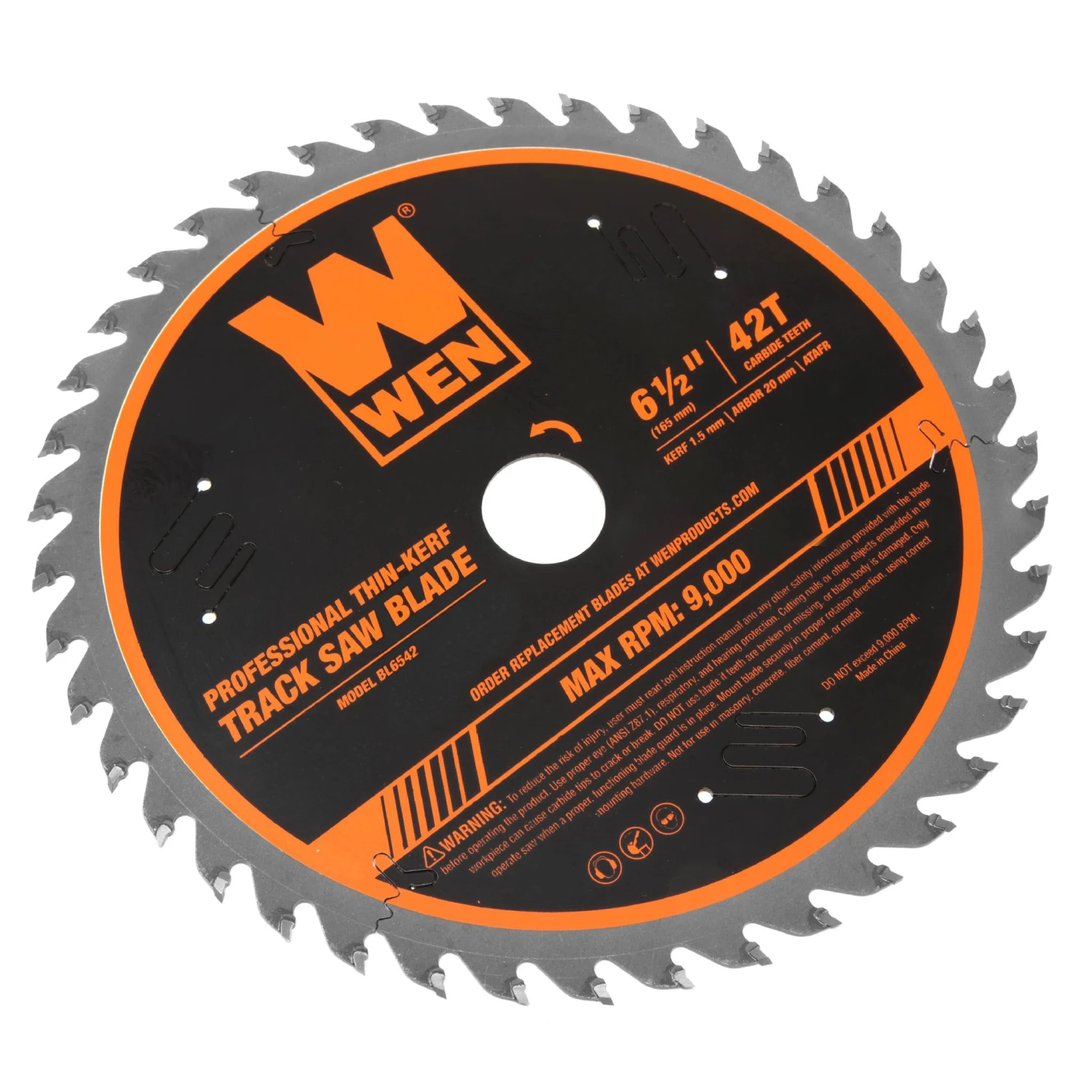 WEN BL6542 6.5-Inch 42-Tooth Carbide-Tipped Thin-Kerf Professional ATAFR Track Saw Blade(6 And A Halfinch 42 Tooth Carbide Tipped Thin Kerf Professional Atafr Track Saw Blade) 4 WEN BL6542 6.5-Inch 42-Tooth Carbide-Tipped Thin-Kerf Professional ATAFR Track Saw Blade(6 And A Halfinch 42 Tooth Carbide Tipped Thin Kerf Professional Atafr Track Saw Blade) - Image 2