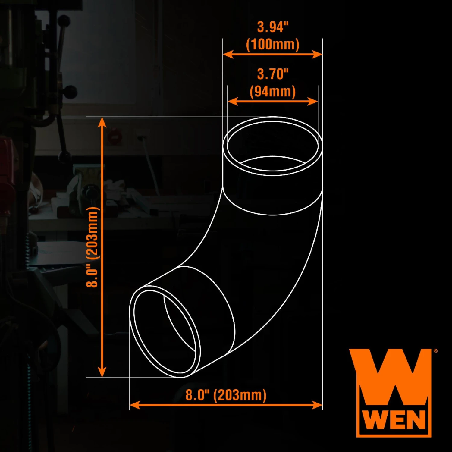 WEN DCA004 4-Inch Elbow Connection Adapter For Dust Collection Systems(Wen Dca004 4 Inch Elbow Connection Adapter For Dust Collection Systems) 4 WEN DCA004 4-Inch Elbow Connection Adapter For Dust Collection Systems(Wen Dca004 4 Inch Elbow Connection Adapter For Dust Collection Systems) - Image 2