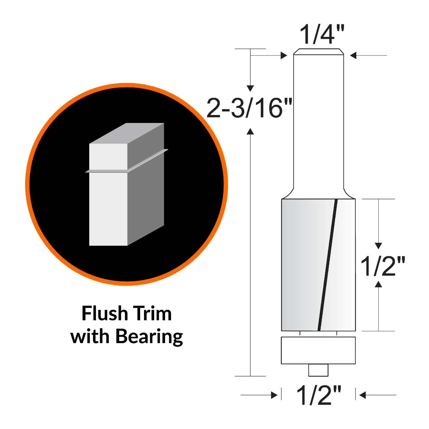 WEN RB403FT 1/2 In. Flush Trim Carbide-Tipped Router Bit With 1/4 In. Shank And 1/2 In. Cutting Length(Wen Rb403ft 1 2 In Flush Trim Carbide Tipped Router Bit With 1 4 In Shank And 1 2 In Cutting Length) 4 WEN RB403FT 1/2 In. Flush Trim Carbide-Tipped Router Bit With 1/4 In. Shank And 1/2 In. Cutting Length(Wen Rb403ft 1 2 In Flush Trim Carbide Tipped Router Bit With 1 4 In Shank And 1 2 In Cutting Length) - Image 2