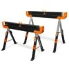 WEN WA1302 1300-Pound Capacity Height Adjustable Folding Steel Saw Horse With 2x4 Support Arms, Two Pack(Wen Wa1302 1300 Pound Capacity Height Adjustable Folding Steel Saw Horse With 2x4 Support Arms Two Pack)