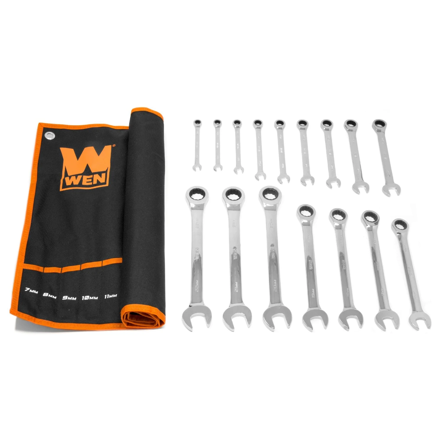 WEN WR161M 16-Piece Professional-Grade Ratcheting Metric Combination Wrench Set With Storage Pouch(16 Piece Professional Grade Ratcheting Metric Combination Wrench Set With Storage Pouch) 2 WEN WR161M 16-Piece Professional-Grade Ratcheting Metric Combination Wrench Set With Storage Pouch(16 Piece Professional Grade Ratcheting Metric Combination Wrench Set With Storage Pouch)