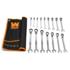 WEN WR162M 16-Piece Professional-Grade Reversible Ratcheting Metric Combination Wrench Set With Storage Pouch(16 Piece Professional Grade Reversible Ratcheting Metric Combination Wrench Set With Storage Pouch)